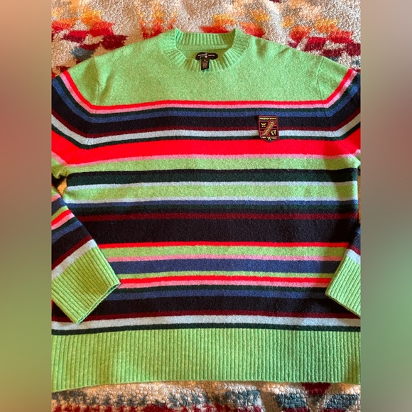 Houston White Adult Crewneck Pullover Sweater Green Stripe Large - Picture 11 of 11